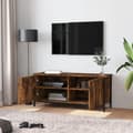 Miniatyrbillede 3 af 10: vidaXL tv-bord med låger 102x35x45 cm konstrueret træ røget egetræ