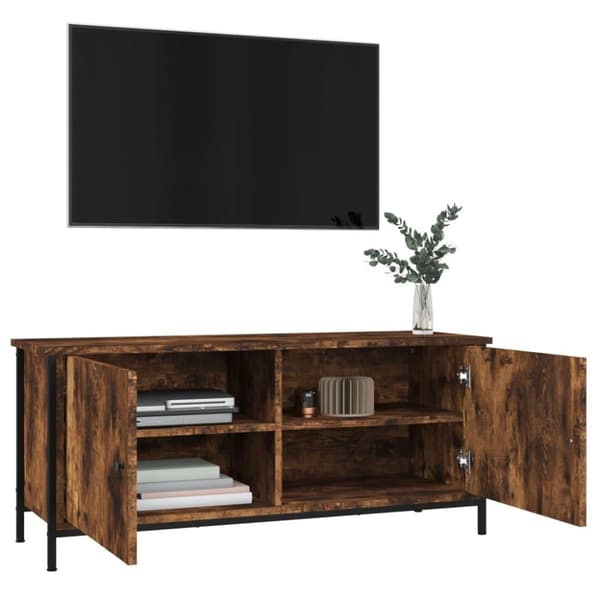 vidaXL tv-bord med låger 102x35x45 cm konstrueret træ røget egetræ