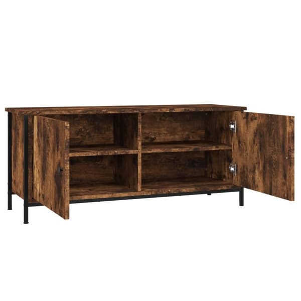 vidaXL tv-bord med låger 102x35x45 cm konstrueret træ røget egetræ