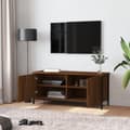 Miniatyrbillede 3 af 10: vidaXL tv-bord med låger 102x35x45 cm konstrueret træ brunt egetræ