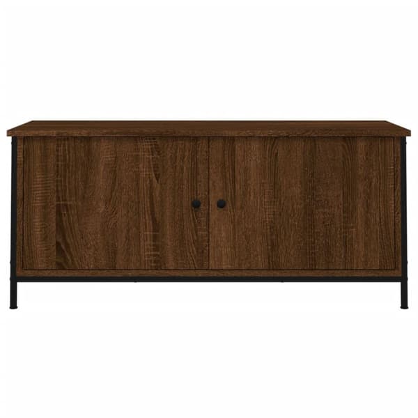 vidaXL tv-bord med låger 102x35x45 cm konstrueret træ brunt egetræ