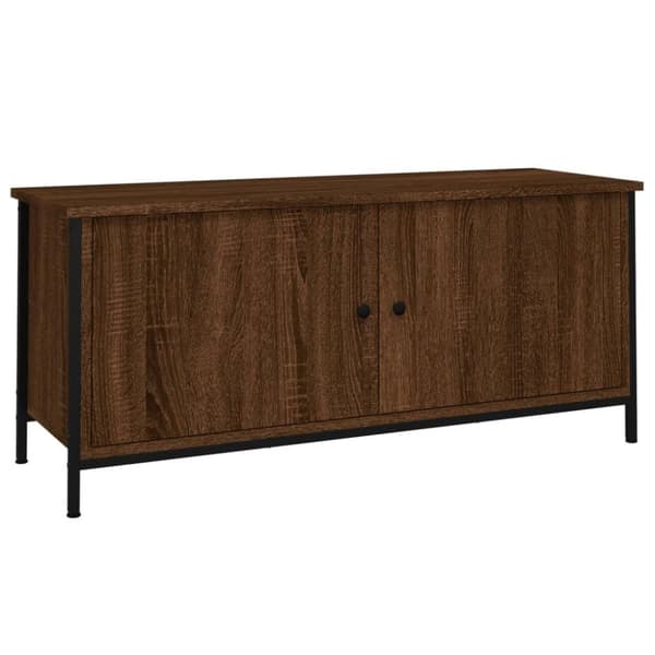 vidaXL tv-bord med låger 102x35x45 cm konstrueret træ brunt egetræ
