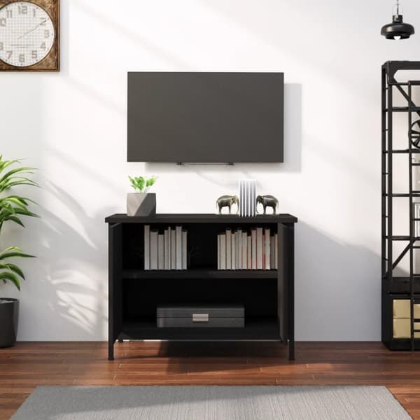 vidaXL TV-taso ovilla musta 60x35x45 cm tekninen puu