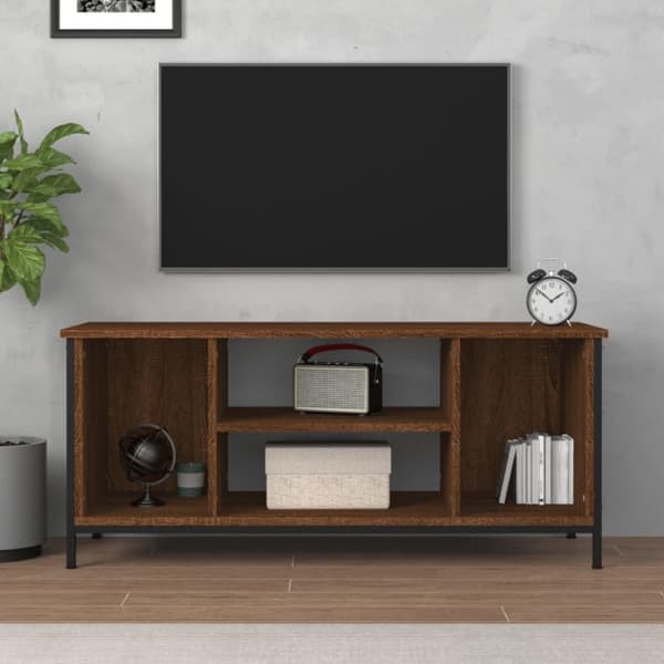 vidaXL tv-bord 102x35x45 cm konstrueret træ brun egetræsfarve