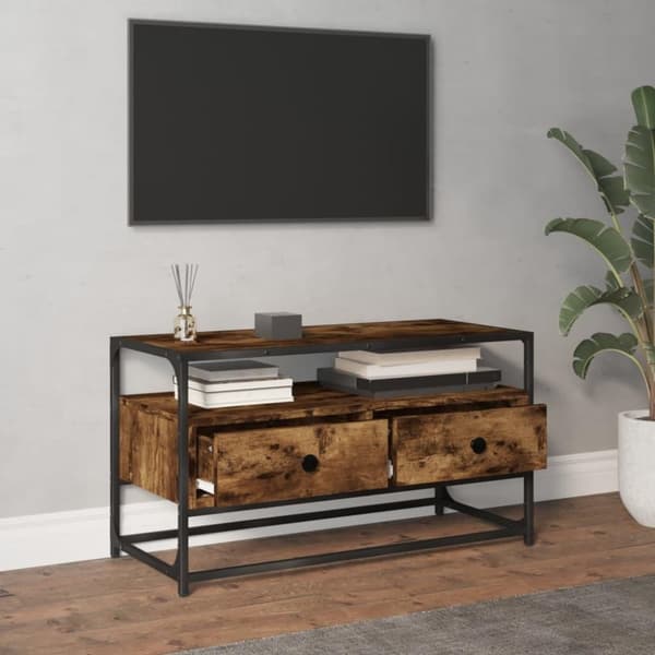 vidaXL TV-benk røkt eik 80x35x45 cm konstruert tre