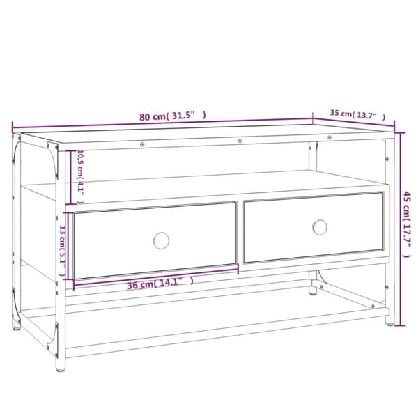 vidaXL TV-benk røkt eik 80x35x45 cm konstruert tre