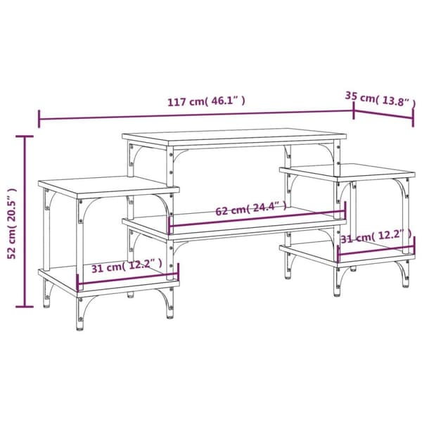 vidaXL TV-benk sonoma eik 117x35x52 cm konstruert tre