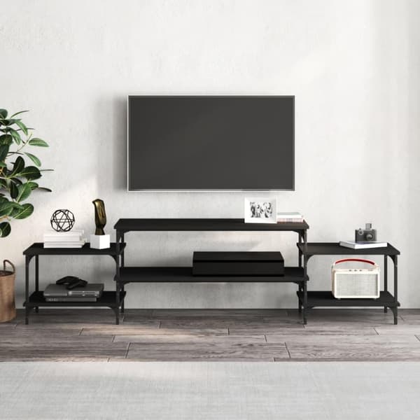 vidaXL tv-bord 197x35x52 cm konstrueret træ sort