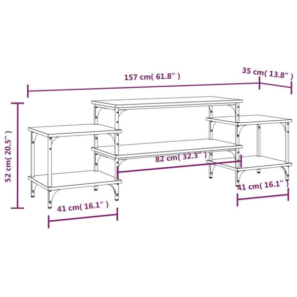 vidaXL TV-benk svart 157x35x52 cm konstruert tre