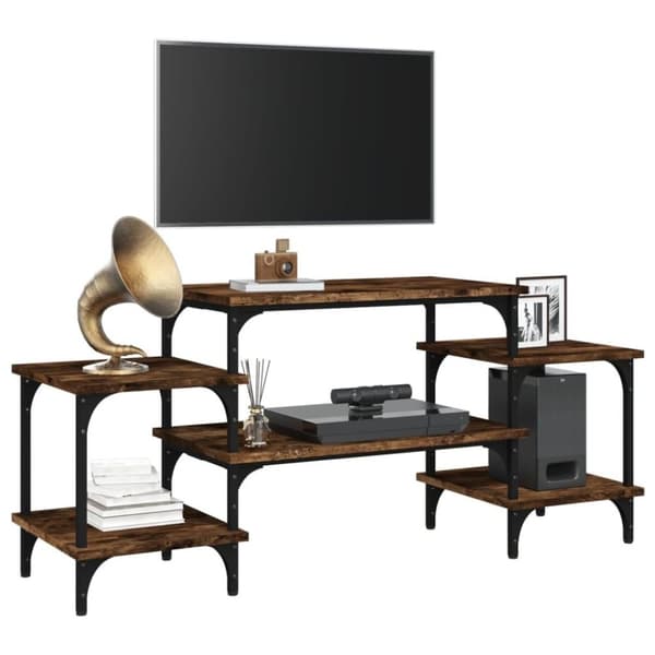 vidaXL Tv-bänk rökfärgad ek 117x35x52 cm konstruerat trä