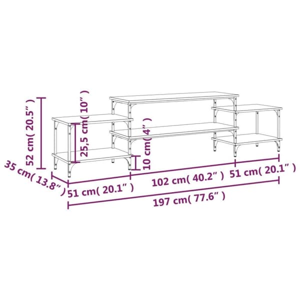 vidaXL Tv-bänk rökfärgad ek 197x35x52 cm konstruerat trä