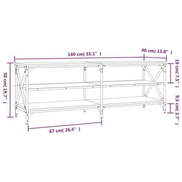 vidaXL tv-bord 140x40x50 cm konstrueret træ sort