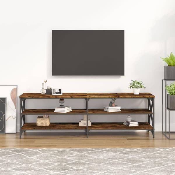 vidaXL Tv-bänk rökfärgad ek 160x40x50 cm konstruerat trä