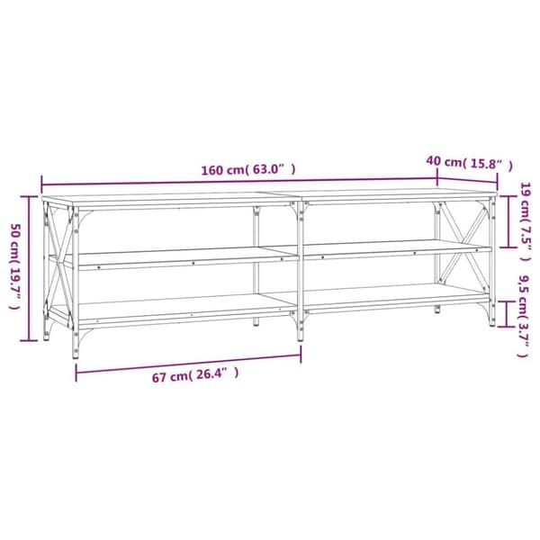 vidaXL tv-bord 160x40x50 cm konstrueret træ sonoma-eg