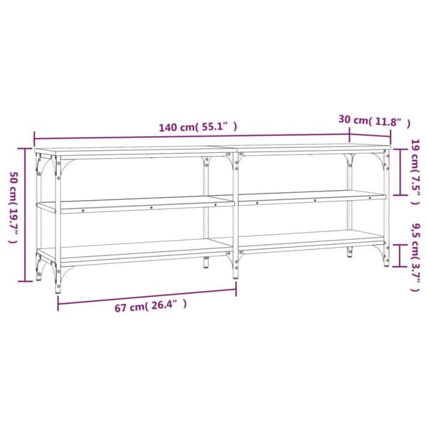 vidaXL tv-bord 140x30x50 cm konstrueret træ sonoma-eg