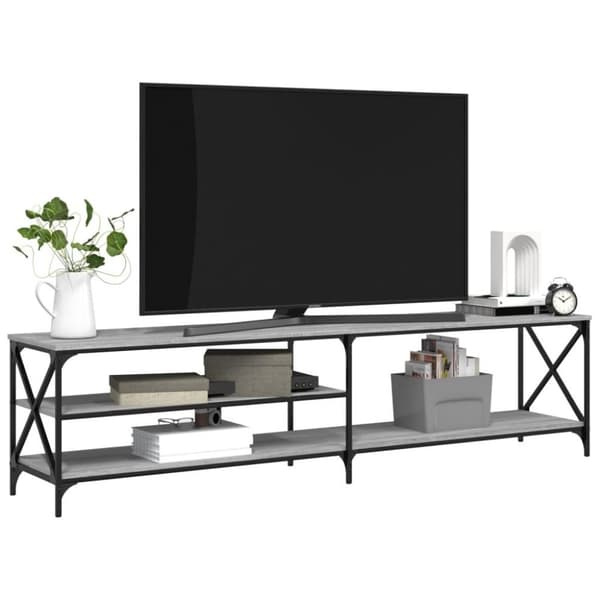 vidaXL tv-bord 200x40x50 cm konstrueret træ og metal grå sonoma-eg