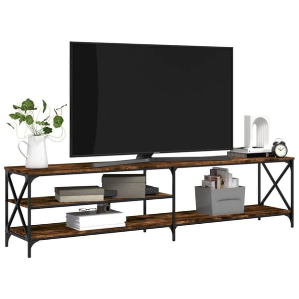 vidaXL tv-bord 200x40x50 cm konstrueret træ metal røget egetræsfarve