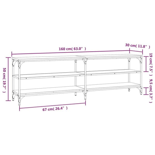 vidaXL TV-benk sonoma eik 160x30x50 cm konstruert tre