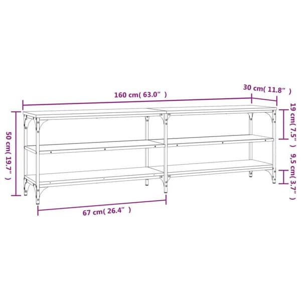 vidaXL TV-benk brun eik 160x30x50 cm konstruert tre