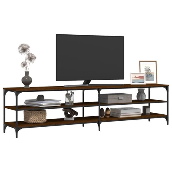 vidaXL Tv-bänk brun ek 200x30x50 cm konstruerat trä och metall