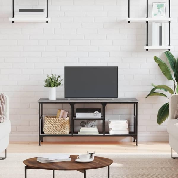 vidaXL TV-benk grå sonoma 100x35x45 cm konstruert tre og jern
