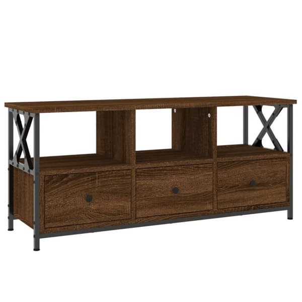 vidaXL Tv-bänk brun ek 102x33x45 cm konstruerat trä & järn
