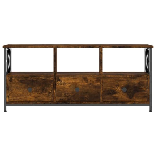vidaXL Tv-bänk rökfärgad ek 102x33x45 cm konstruerat trä & järn