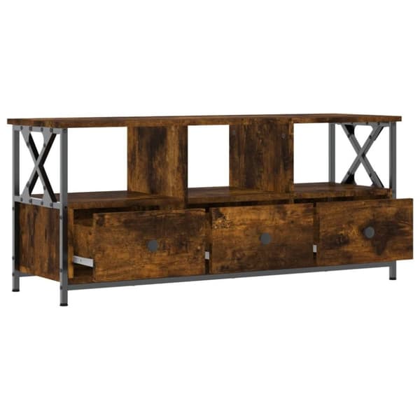 vidaXL Tv-bänk rökfärgad ek 102x33x45 cm konstruerat trä & järn