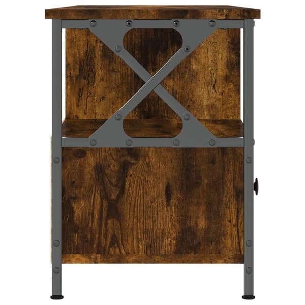 vidaXL Tv-bänk rökfärgad ek 102x33x45 cm konstruerat trä & järn