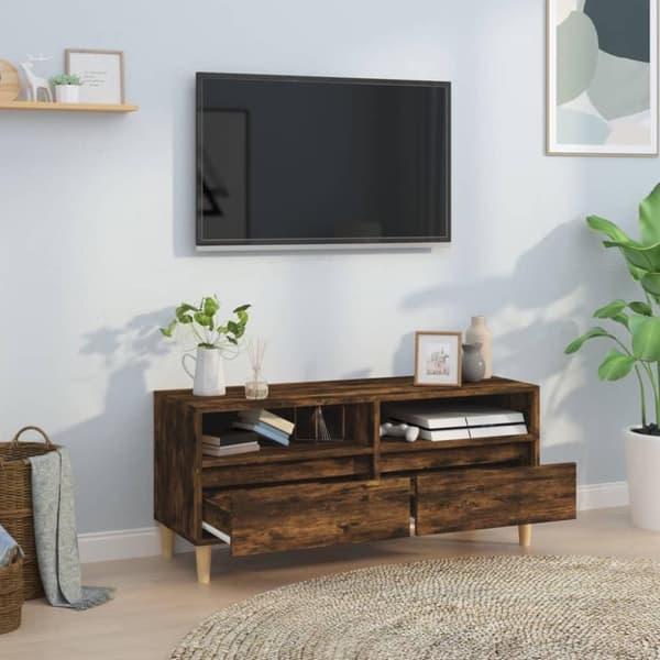 vidaXL tv-bord 100x34,5x44,5 cm konstrueret træ røget egetræsfarve