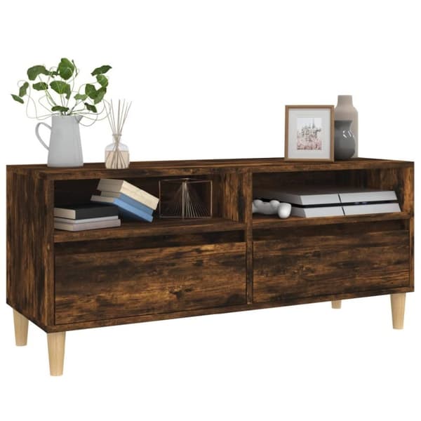 vidaXL tv-bord 100x34,5x44,5 cm konstrueret træ røget egetræsfarve