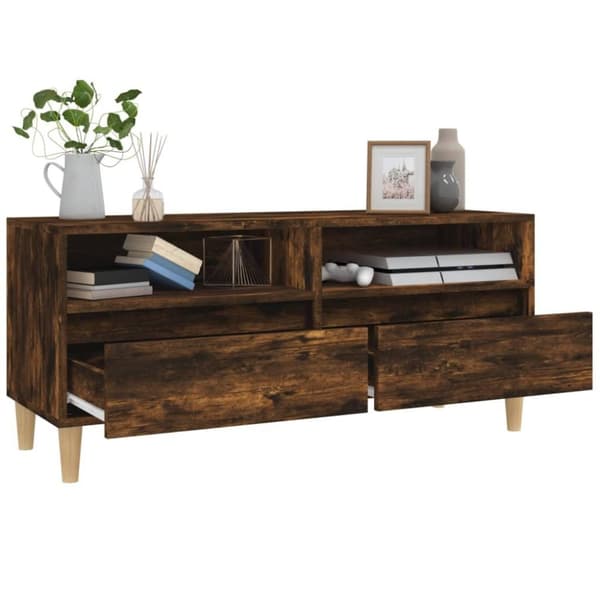vidaXL tv-bord 100x34,5x44,5 cm konstrueret træ røget egetræsfarve