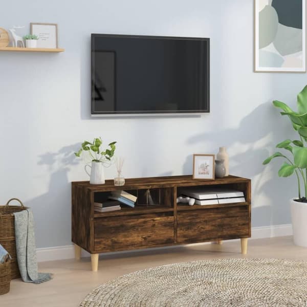 vidaXL tv-bord 100x34,5x44,5 cm konstrueret træ røget egetræsfarve