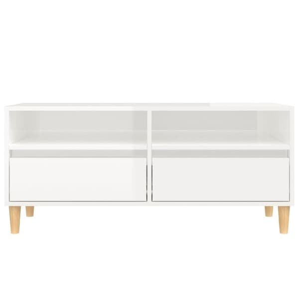 vidaXL TV-benk høyglans hvit 100x34,5x44,5 cm konstruert tre