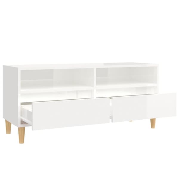 vidaXL TV-benk høyglans hvit 100x34,5x44,5 cm konstruert tre