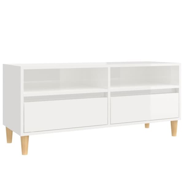 vidaXL TV-benk høyglans hvit 100x34,5x44,5 cm konstruert tre