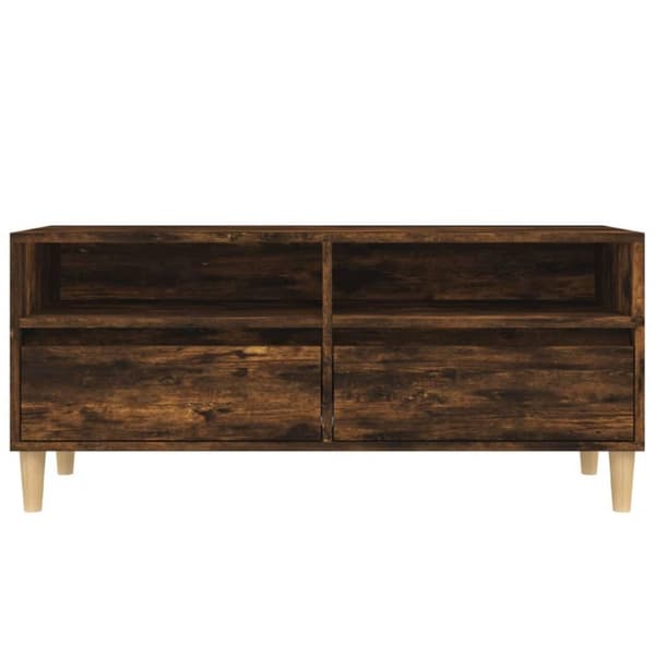 vidaXL Tv-bänk rökfärgad ek 100x34,5x44,5 cm konstruerat trä