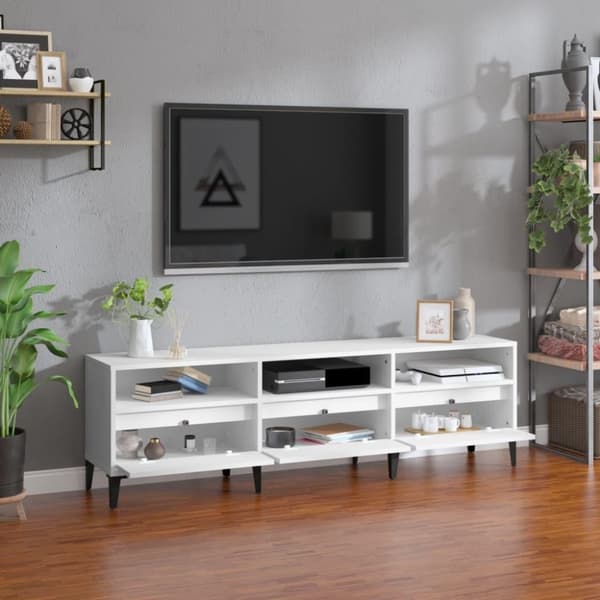 vidaXL Tv-bänk vit 150x30x44,5 cm konstruerat trä