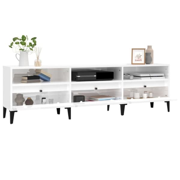 vidaXL TV-benk høyglans hvit 150x30x44,5 cm konstruert tre
