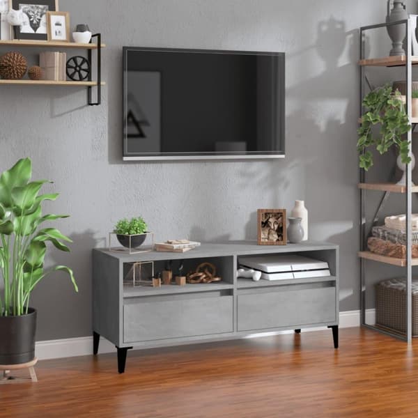vidaXL tv-bord 100x34,5x44,5 cm konstrueret træ betongrå