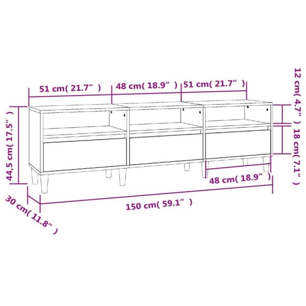 vidaXL tv-bord 150x30x44,5 cm konstrueret træ hvid