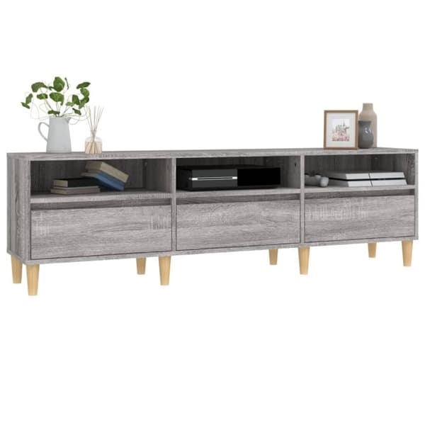 vidaXL tv-bord 150x30x44,5 cm konstrueret træ grå sonoma-eg