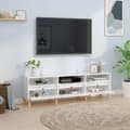 Miniatyrbillede 3 af 10: vidaXL tv-bord 150x30x44,5 cm konstrueret træ hvid højglans