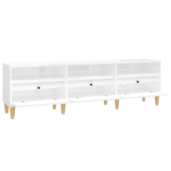 vidaXL tv-bord 150x30x44,5 cm konstrueret træ hvid højglans