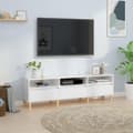 Miniatyrbillede 2 af 10: vidaXL tv-bord 150x30x44,5 cm konstrueret træ hvid højglans