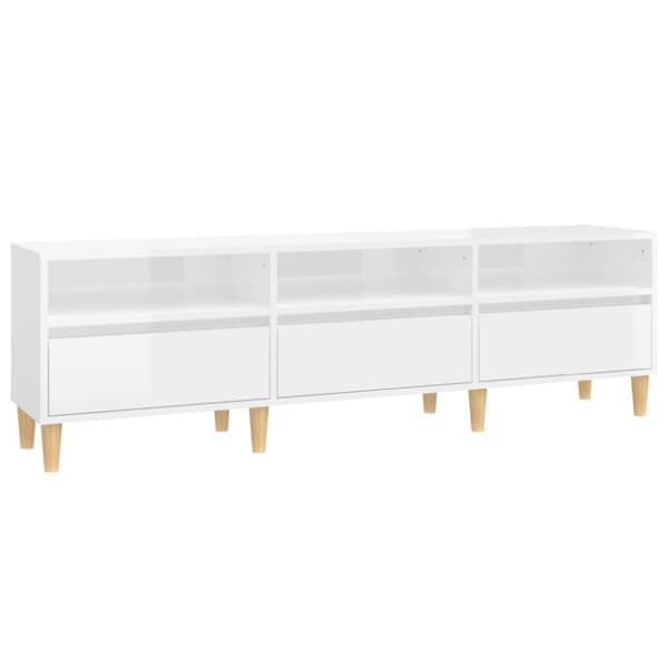 vidaXL tv-bord 150x30x44,5 cm konstrueret træ hvid højglans