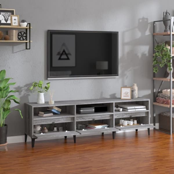 vidaXL tv-bord 150x30x44,5 cm konstrueret træ grå sonoma-eg