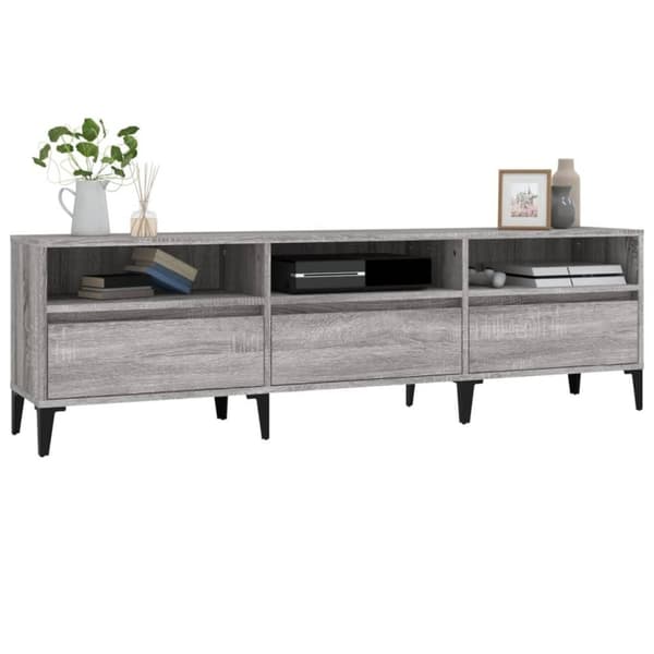 vidaXL tv-bord 150x30x44,5 cm konstrueret træ grå sonoma-eg