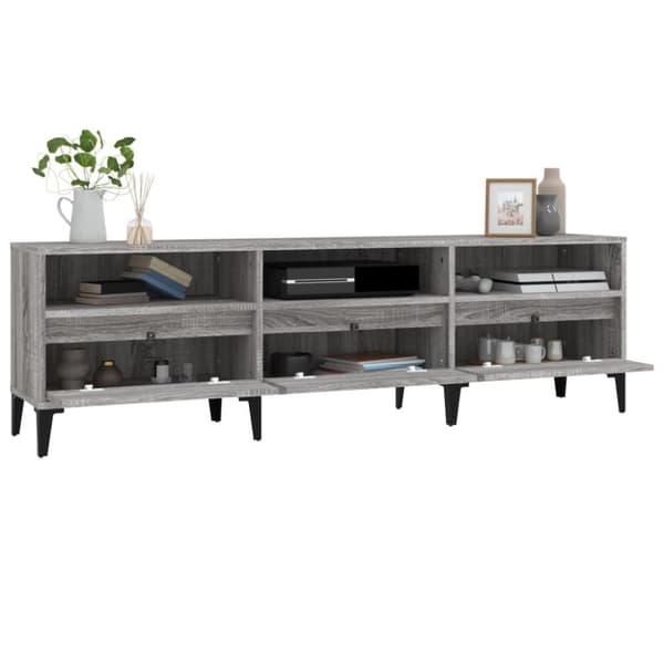 vidaXL tv-bord 150x30x44,5 cm konstrueret træ grå sonoma-eg