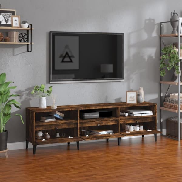 vidaXL tv-bord 150x30x44,5 cm konstrueret træ røget egetræsfarve